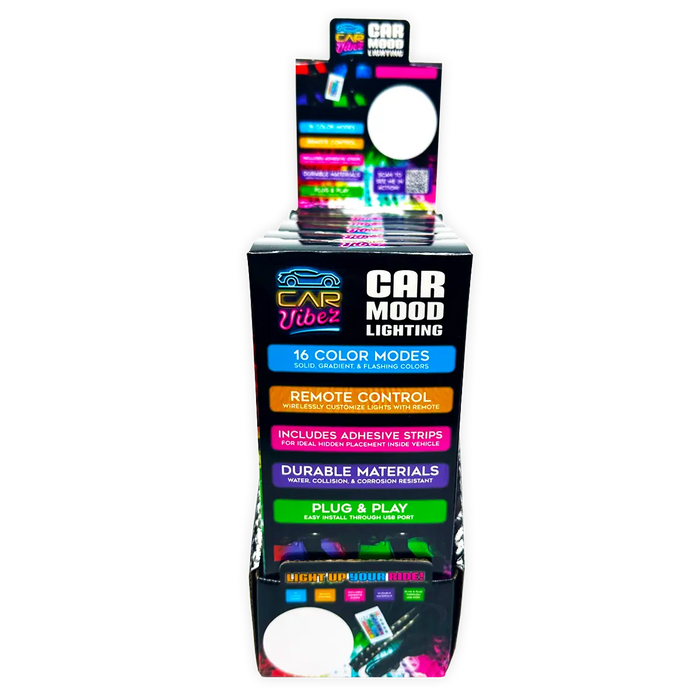 Car Mood Lighting with Remote - 6 Pieces Per Retail Ready Display 24694 CAR VIBEZ