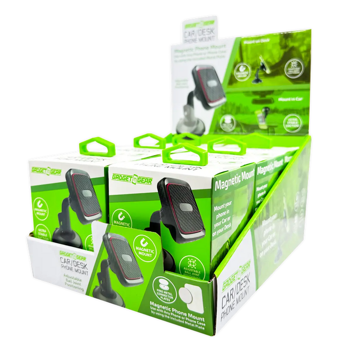 Car/Desk Magnetic Phone Mount - 6 Pieces Per Retail Ready Display 25233 GADGET GEAR