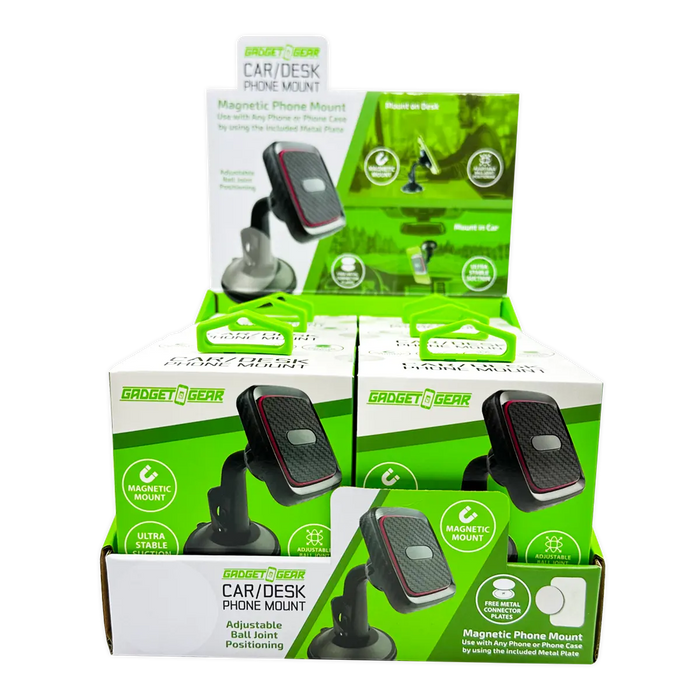 Car/Desk Magnetic Phone Mount - 6 Pieces Per Retail Ready Display 25233 GADGET GEAR