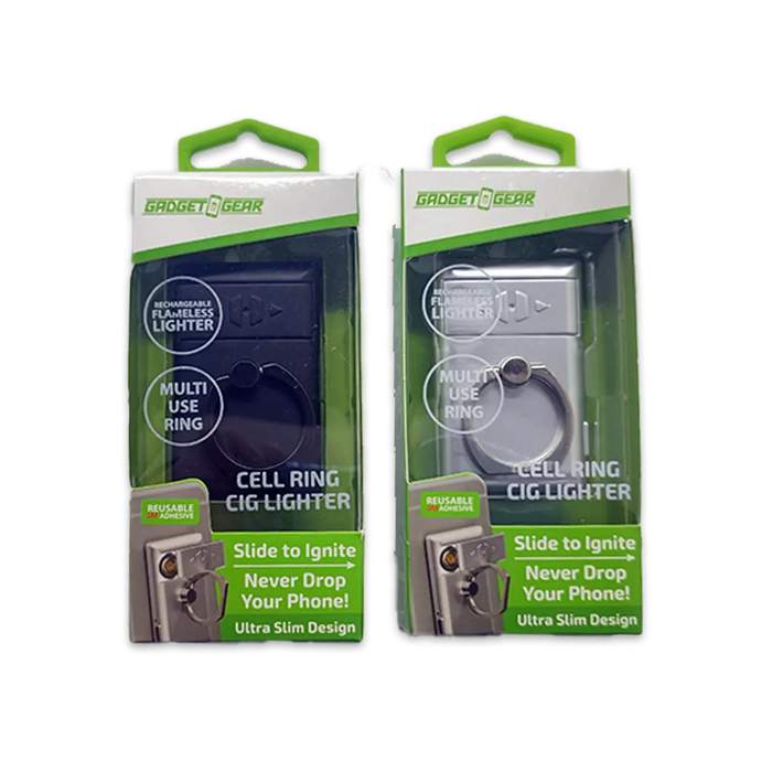 Cell Phone Ring Attachment with USB Coil Lighter - 6 Pieces Per Retail Ready Display 25071 GADGET GEAR