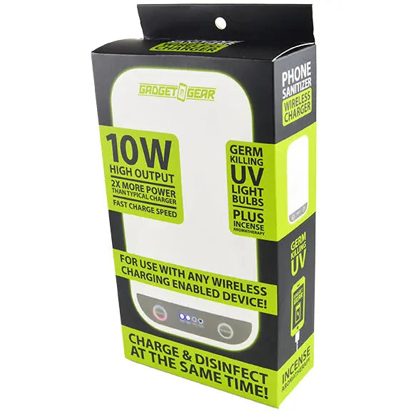 Cell Phone Sanitizer and Wireless Charger 10 Watts - 4 Pieces Per Retail Ready Display  21942 GADGET GEAR