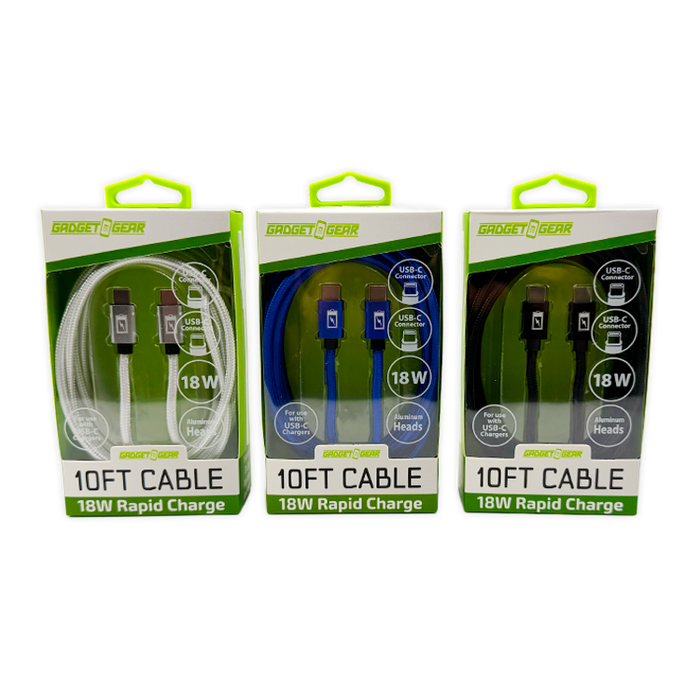 Charging Cable Assortment 10FT - 6 Pieces Per Retail Ready Display 88629