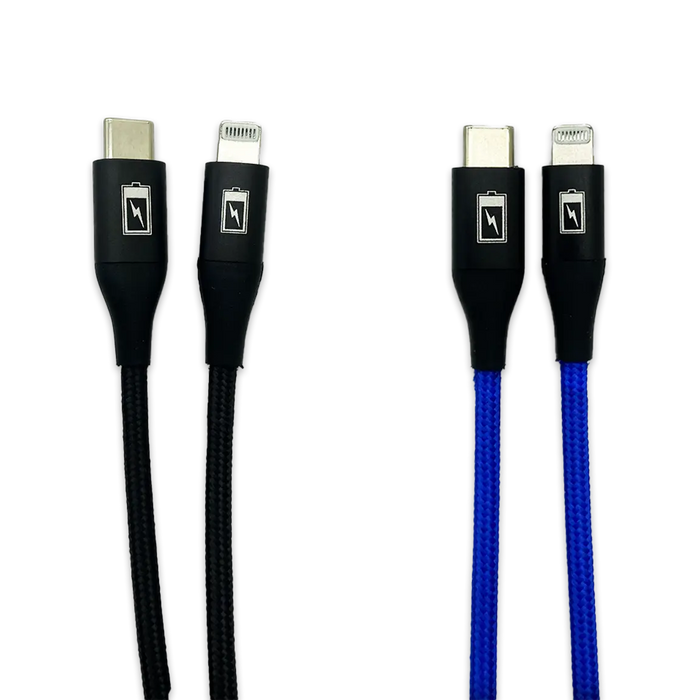 Charging Cable Braided Nylon USB-C to Lightning 6FT 2.4 Amp - 3 Pieces Per Pack 24606 GADGET GEAR
