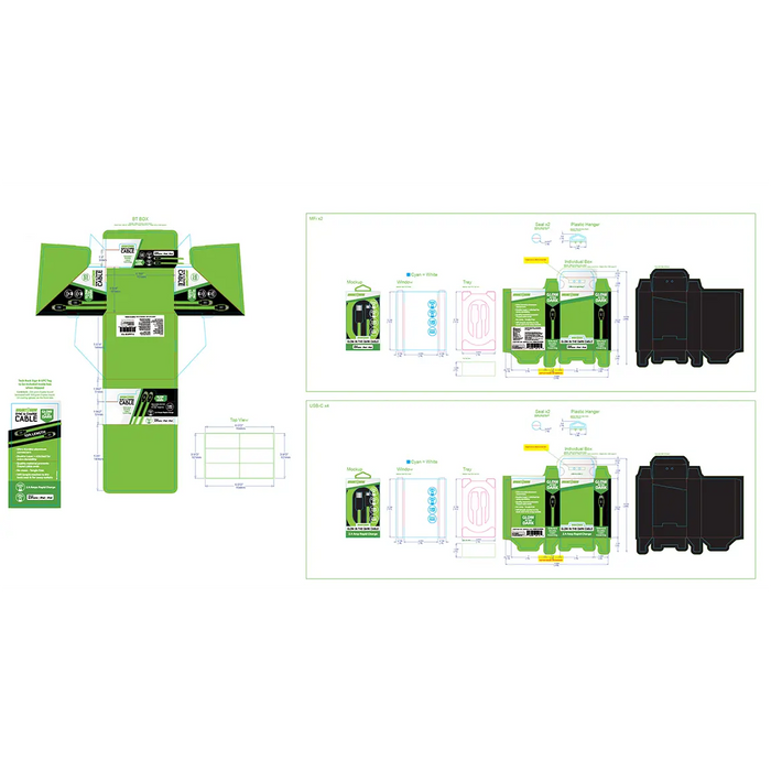 Charging Cable Glow in The Dark Assortment 10FT - 6 Pieces Per Retail Ready Display 25113 GADGET GEAR