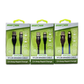 Charging Cable Nylon Braided USB to USB-C 4FT 2.4 Amp - 3 Pieces Per Pack 24616 GADGET GEAR