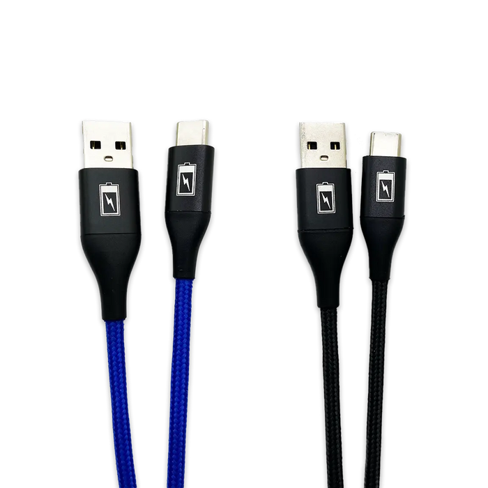 Charging Cable Nylon Braided USB to USB-C 4FT 2.4 Amp - 3 Pieces Per Pack 24616 GADGET GEAR