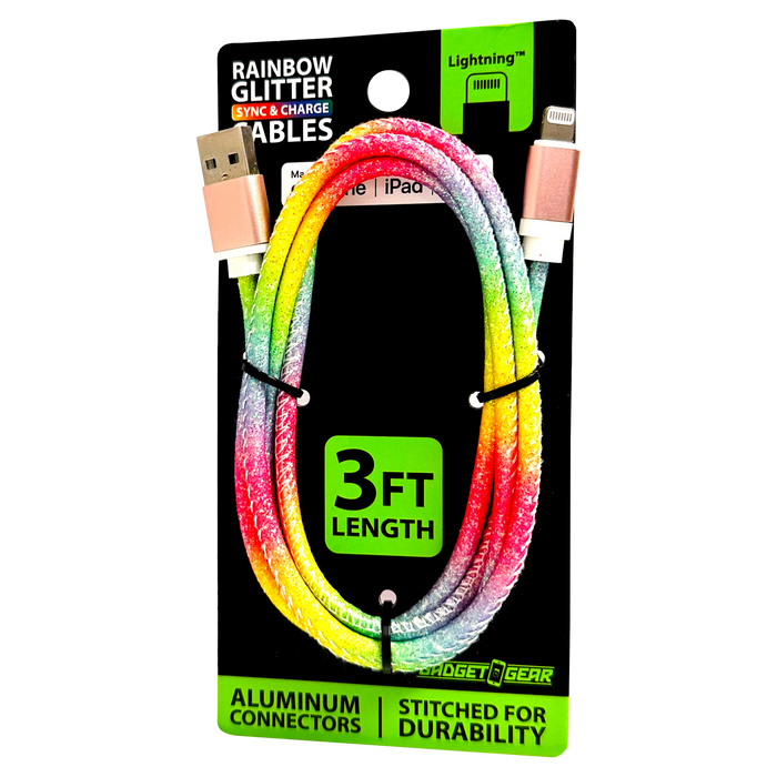 Charging Cable Rainbow Assortment 3FT - 12 Pieces Per Retail Ready Display 88456 GADGET GEAR