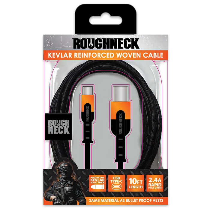 Charging Cable Roughneck Cloth Assortment 10FT 2.4 Amp - 6 Pieces Per Retail Ready Display 88460 ROUGHNECK