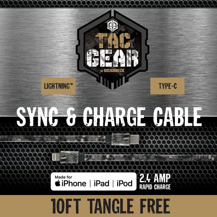 Charging Cable Tac Gear Print Flat Assortment - 6 Pieces Per Retail Ready Display 88407 TAC GEAR