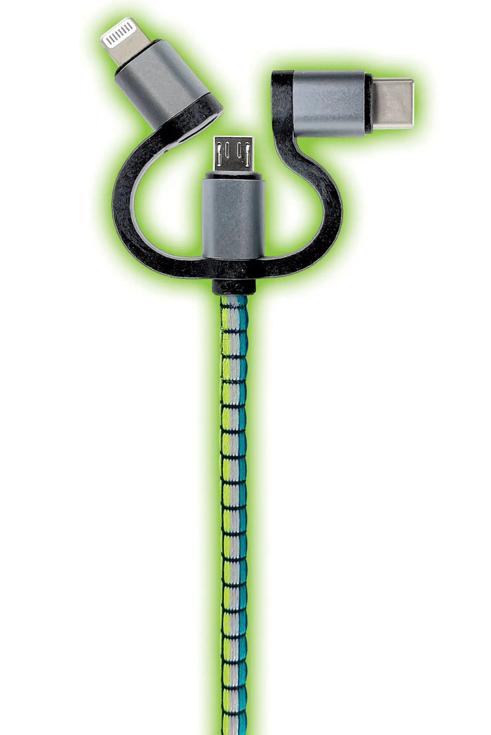 Charging Cable USB 3 in 1 Multi-Head USB-C / Micro USB / Lightning 10FT - 6 Pieces Per Retail Ready Display 23100 GADGET GEAR