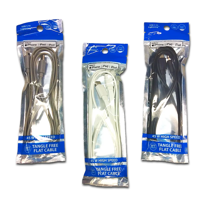 Charging Cable USB-C to Lightning 3FT 3 Amp - 20 Pieces Per Pack 24681 NOVELTY INC