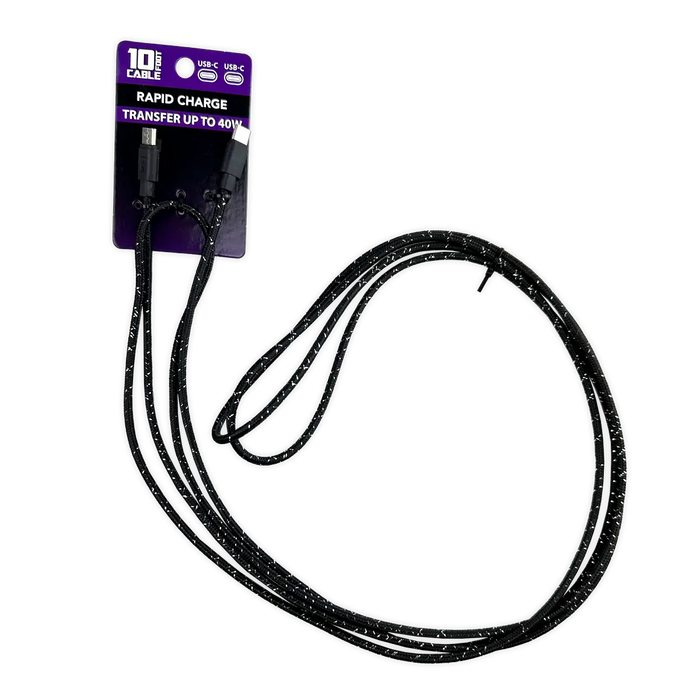 Charging Cable USB-C-to-USB-C 10FT 2 Amp - 8 Pieces Per Pack 41767 NOVELTY INC