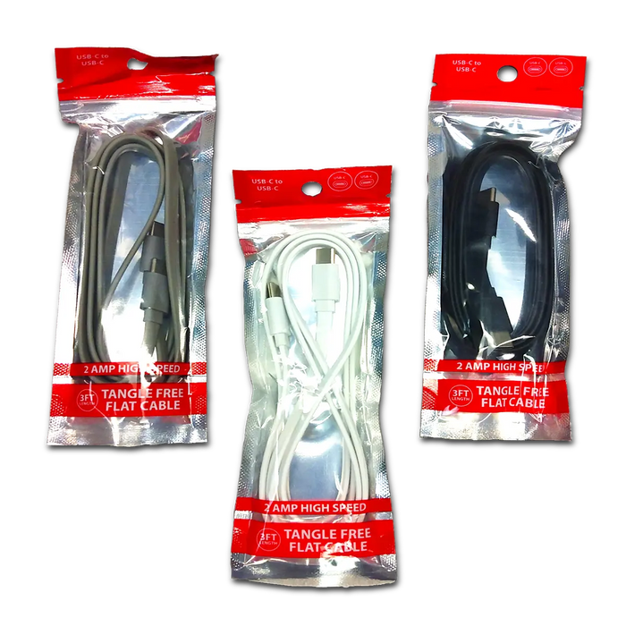 Charging Cable USB-C to USB-C 3FT 2 Amp - 20 Pieces Per Pack 24679 NOVELTY INC