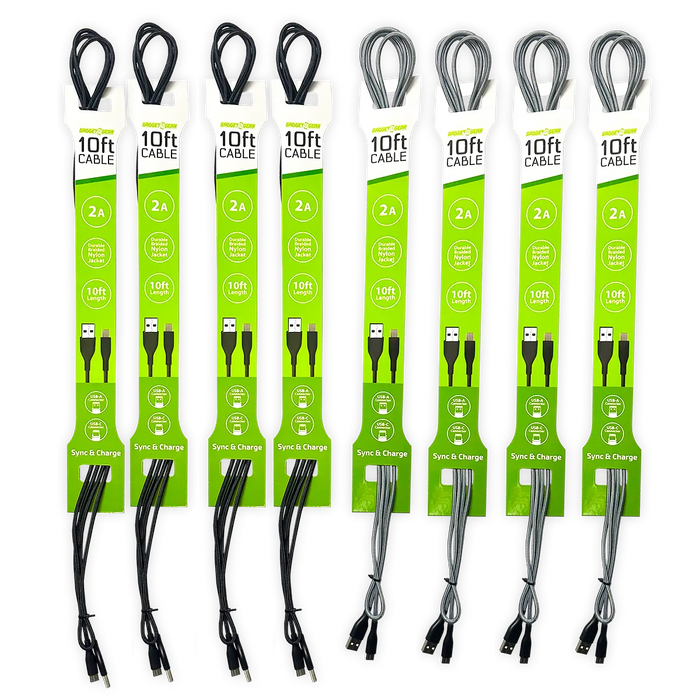 Charging Cable USB to USB-C 10FT 2 Amp - 8 Pieces Per Pack 24691 GADGET GEAR