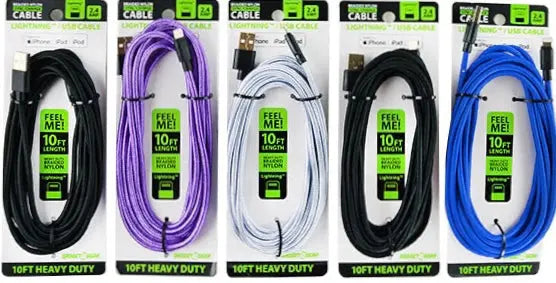 Charging Cable Wing Rack Assortment 10FT - 10 Pieces Per Pack 88395 GADGET GEAR