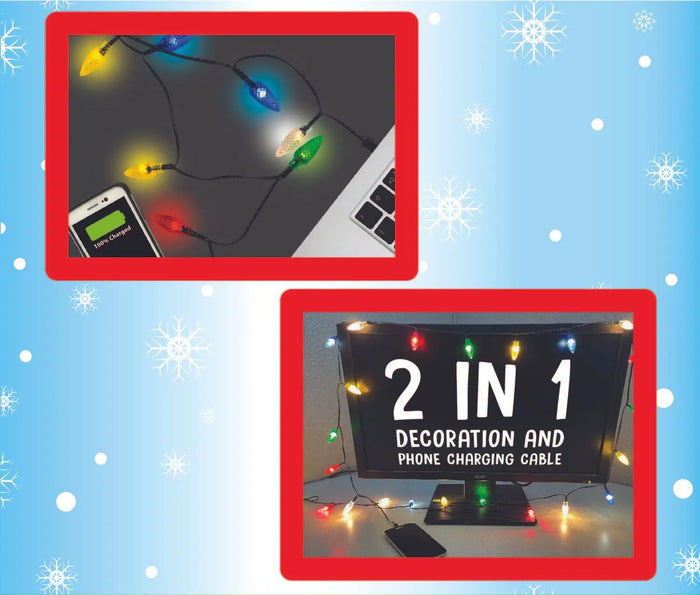 Christmas Light 3FT USB-to-Lightning / USB-C Sync and Charge Cables - 6 Pieces Per Display 25327 NOVELTY INC