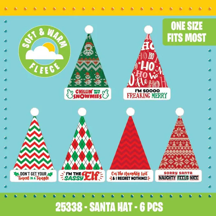 Christmas Santa Winter Hat with Merchandising Hang Strip - 6 Pieces Per Pack 25338 NOVELTY INC