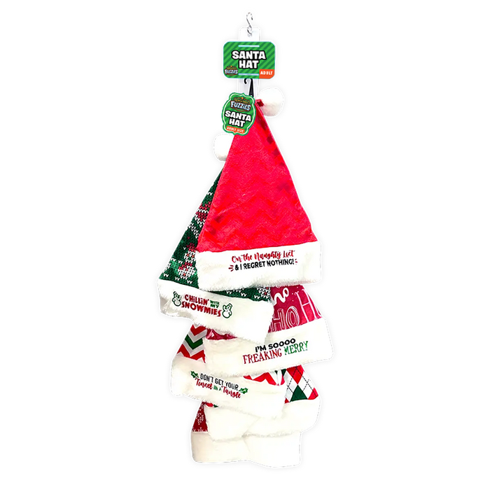 Christmas Santa Winter Hat with Merchandising Hang Strip - 6 Pieces Per Pack 26168 NOVELTY INC