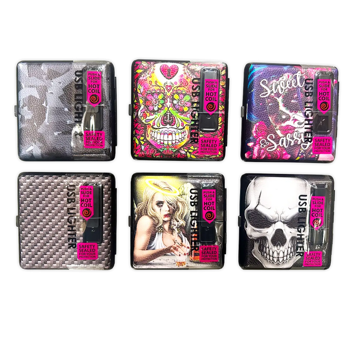 Cigarette Case with USB Coil Lighter - 6 Pieces Per Retail Ready Display 40307 SMOKEZILLA
