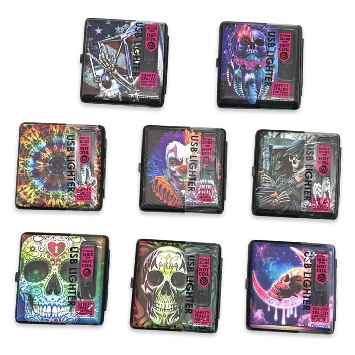 Cigarette Case with USB Coil Lighter - 8 Pieces Per Retail Ready Display 23521 SMOKEZILLA