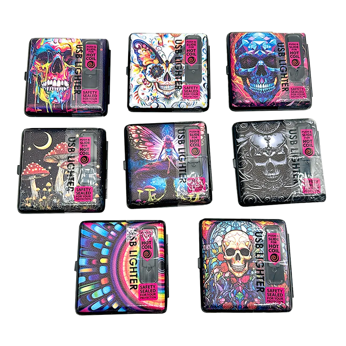 Cigarette Case with USB Coil Lighter - 8 Pieces Per Retail Ready Display 25633 SMOKEZILLA