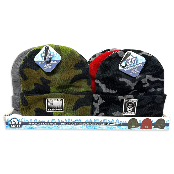 Cuffed Knit Hat Beanie Assortment - 12 Pieces Per Retail Ready Display 24098 POLAR GEAR