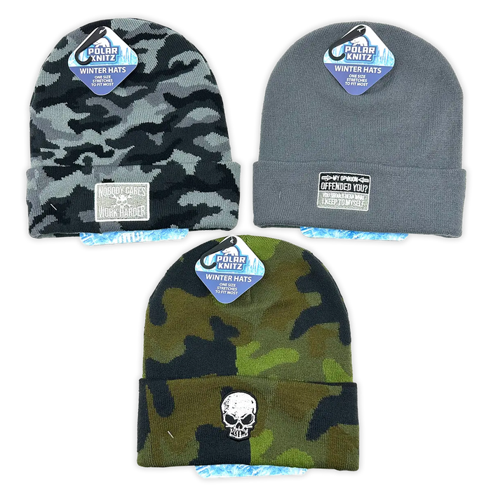Cuffed Knit Hat Beanie Assortment - 12 Pieces Per Retail Ready Display 24098 POLAR GEAR