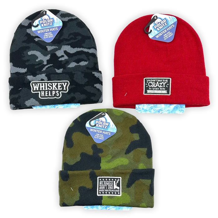 Cuffed Knit Hat Beanie Assortment - 12 Pieces Per Retail Ready Display 24098 POLAR GEAR
