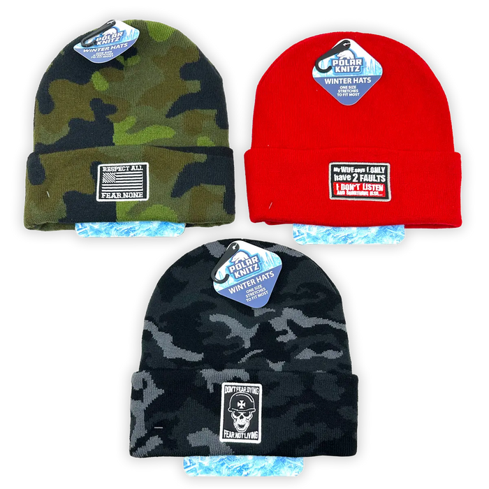 Cuffed Knit Hat Beanie Assortment - 12 Pieces Per Retail Ready Display 24098 POLAR GEAR