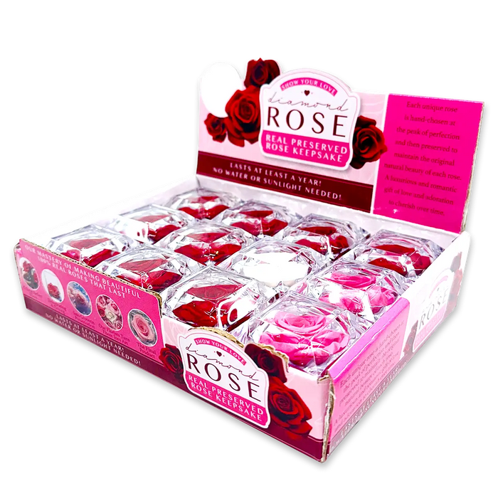Diamond Real Preserved Rose Keepsake - 12 Pieces Per Retail Ready Display 24712 KIPP BROTHERS