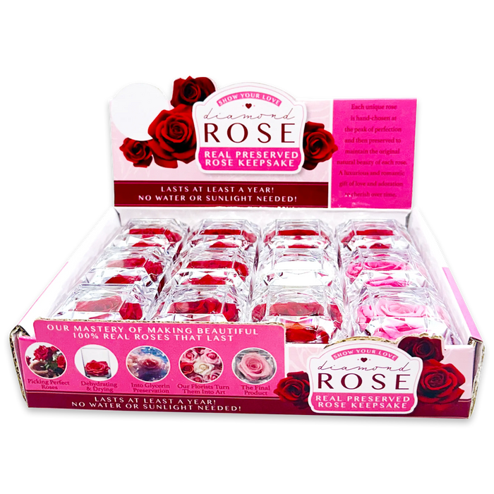 Diamond Real Preserved Rose Keepsake - 12 Pieces Per Retail Ready Display 24712 KIPP BROTHERS