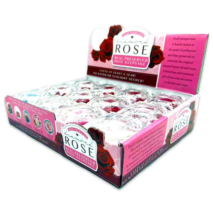 Diamond Real Preserved Rose Keepsake - 12 Pieces Per Retail Ready Display 24888 KIPP BROTHERS