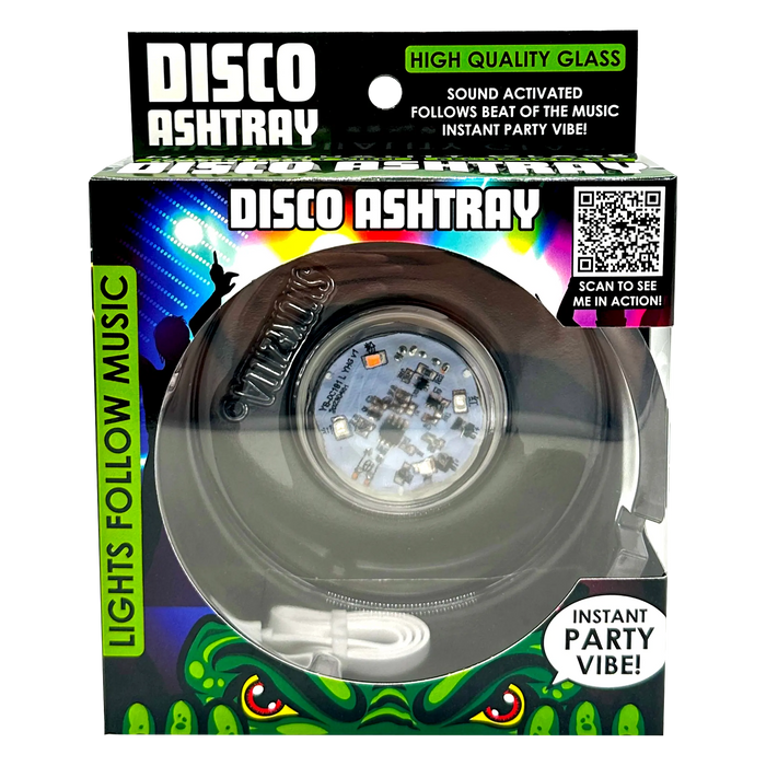 Disco Glass Ashtray with Sound Activated LED Lights - 6 Pieces Per Retail Ready Display 23743 SMOKEZILLA