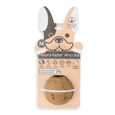 Dogs Life Large Natural Rubber Africa Ball L brown