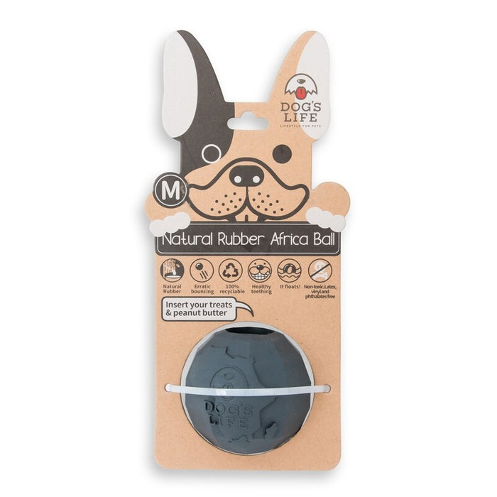 Dogs Life Medium Africa Rubber Ball grey