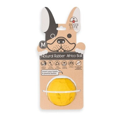 Dogs life natural rubber ball L yellow