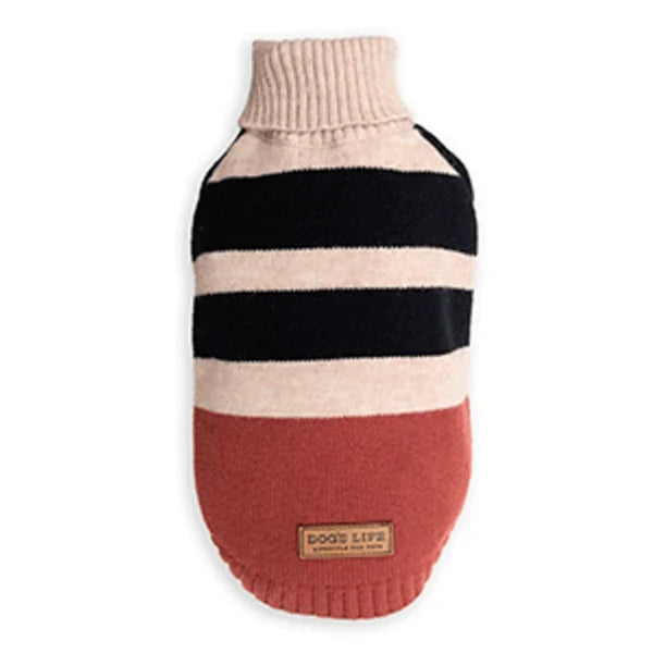Dogs life polo neck striped brown S