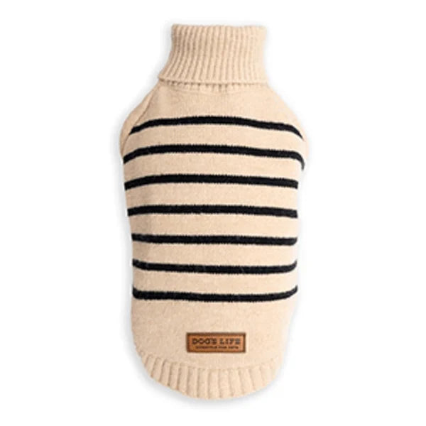 Dogs life polo neck striped khaki XS