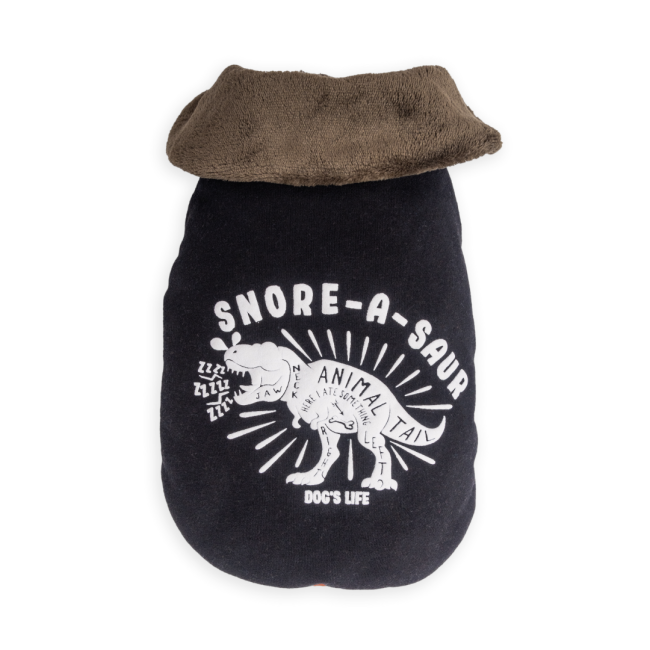 Dogs life snore- a - saur winter cape black M