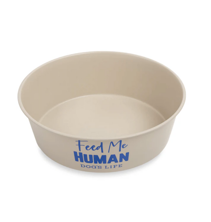 Dogs life stainless steel bowl feed me human beige M