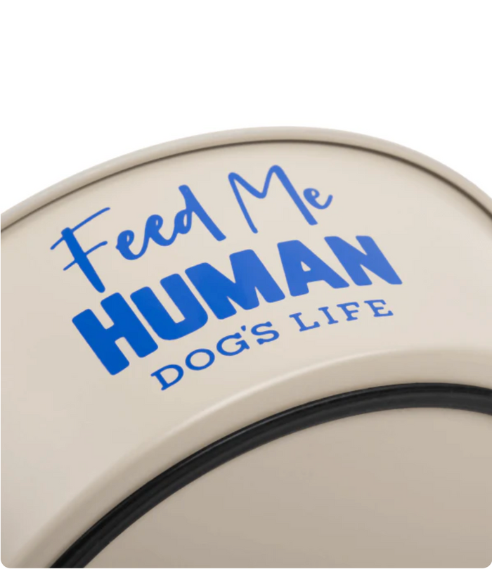 Dogs life stainless steel bowl feed me human beige M