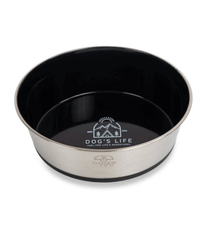 Dogs life stainless steel bowl fuel for adventure black XL