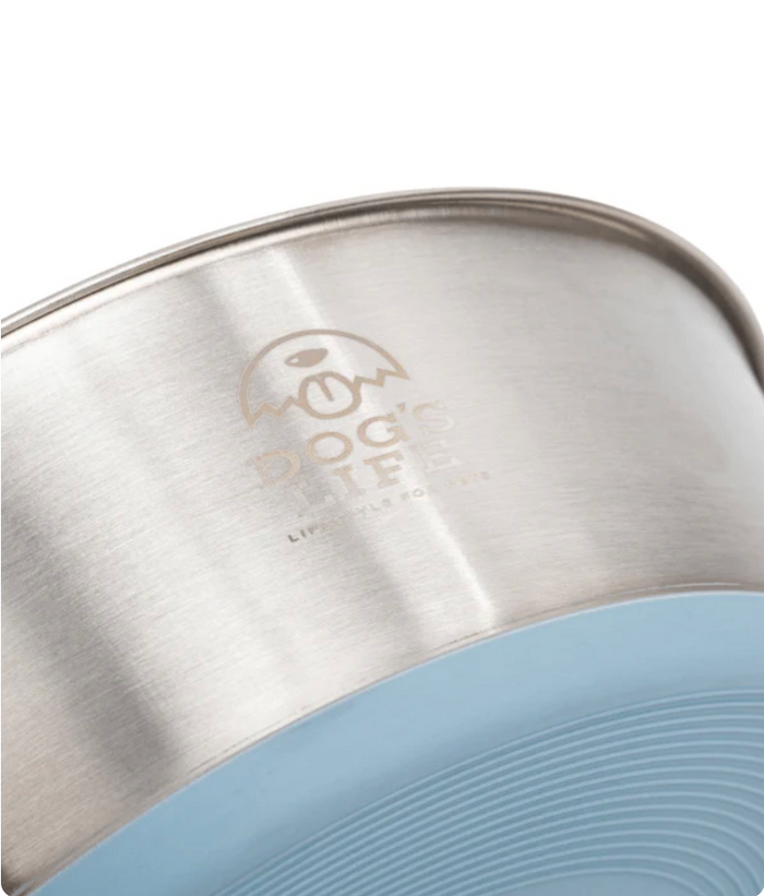 Dogs life stainless steel bowl fuel for adventure blue L