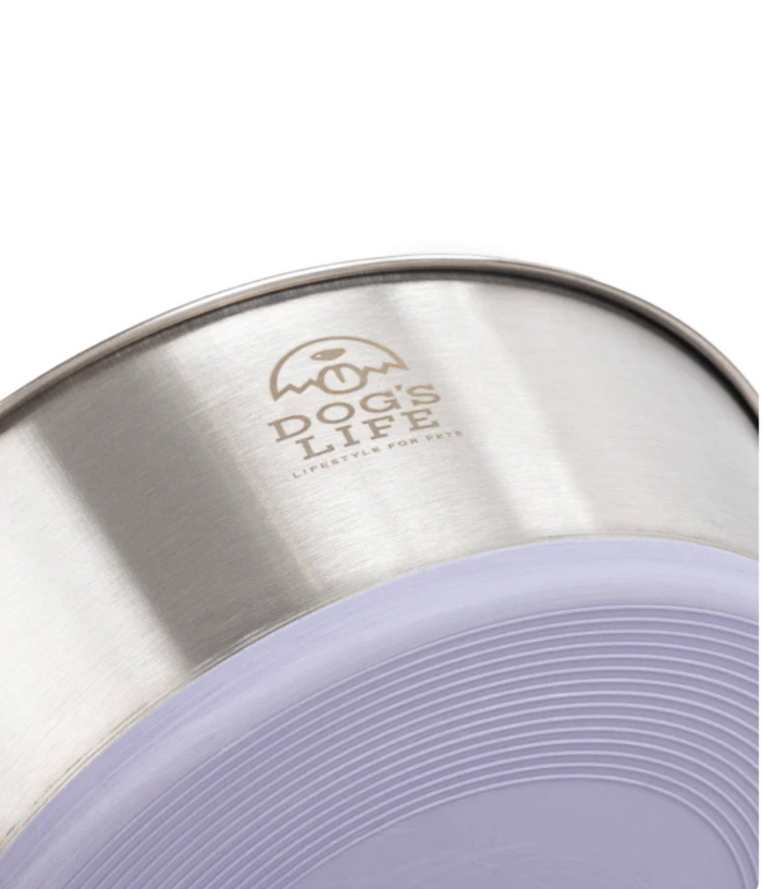 Dogs life stainless steel bowl fuel for adventure lilac S