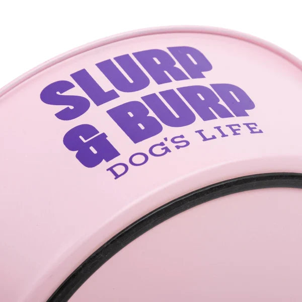 Dogs life stainless steel bowl slurp and burp pink M