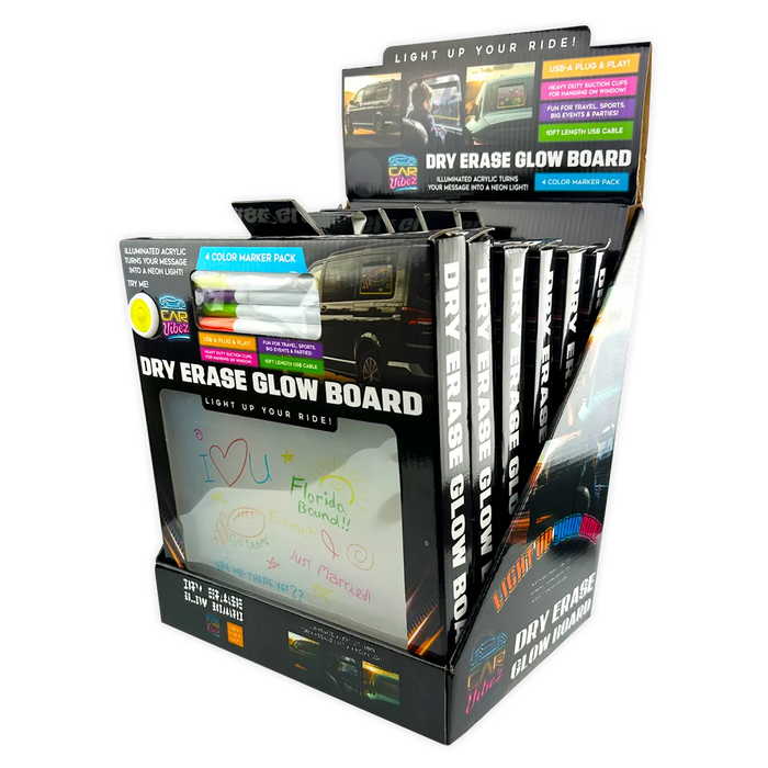 Dry Erase Window Glow Board with Markers - 6 Pieces Per Retail Ready Display 25274 CAR VIBEZ