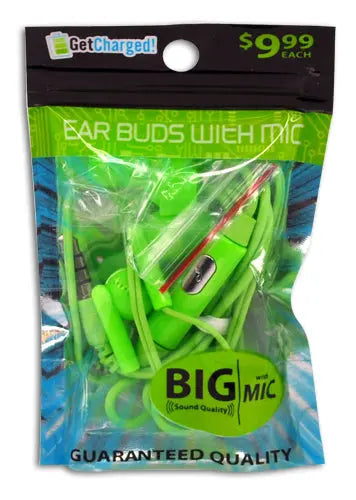 Earbuds with Auxiliary Connection and Mic - 3 Pieces Per Pack 29408 GADGET GEAR