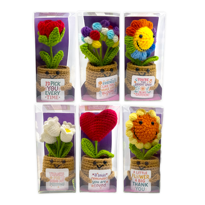 Emotional Support Keepsake Crochet Plush Flowers - 6 Pieces Per Retail Ready Display 26549