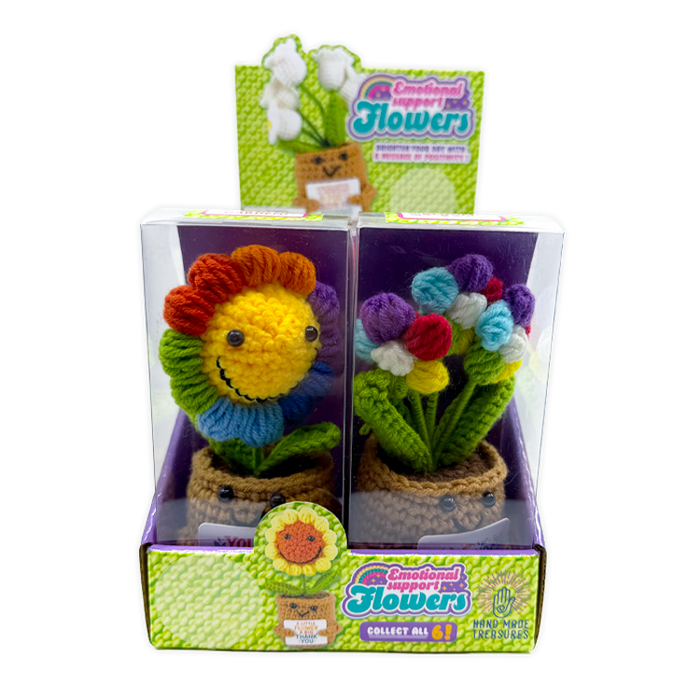 Emotional Support Keepsake Crochet Plush Flowers - 6 Pieces Per Retail Ready Display 26549