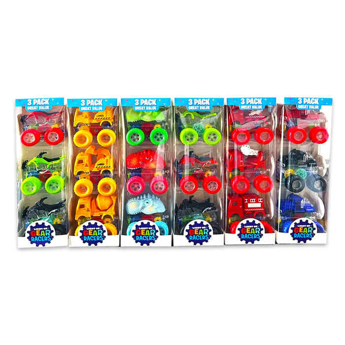 Friction Toy Car Light-Up 3 Pack Set - 6 Pieces Per Retail Ready Display 24453 KIPP BROTHERS